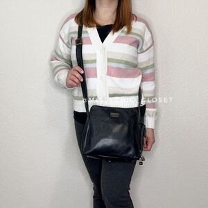 Perlina Vintage Genuine Leather Black Crossbody Bag